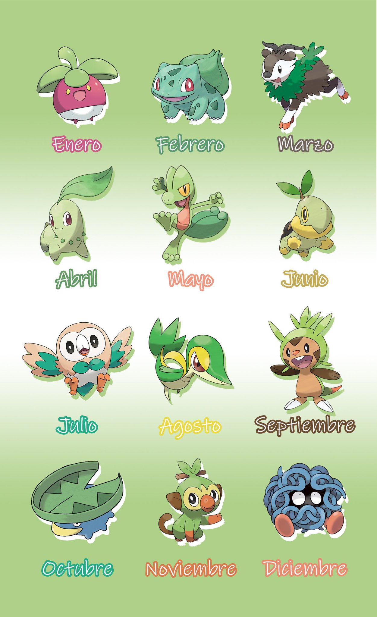 X 上的Diamond 💎：「¿Qué Pokémon tipo planta serías? Según el mes en el que  naciste. 🌱  / X