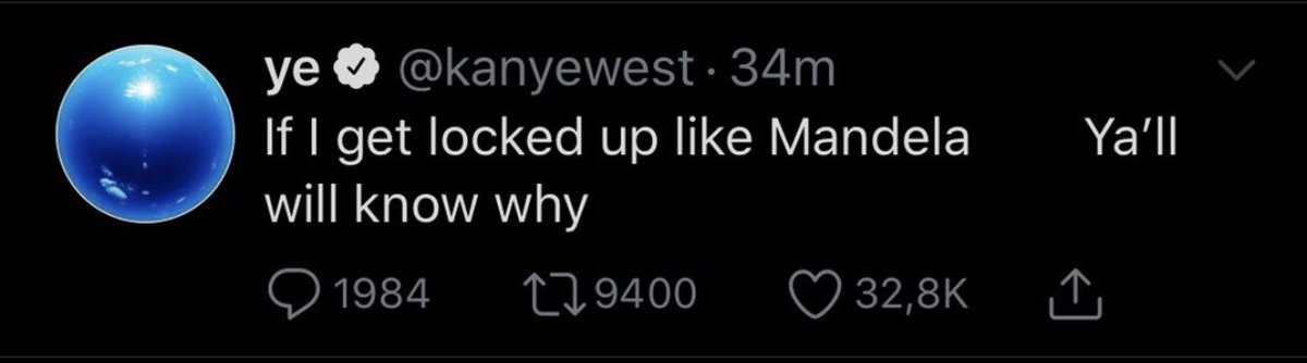 Mandela was arrested for 27 years because he tried to overthrow a corrupt system. Bill Cosby viewed NBC in the same light (read up on it) and he magically had 20+ women come forward and he’s doing LIFE. Kanye has been critical of big companies like Nike and Adidas the same way 