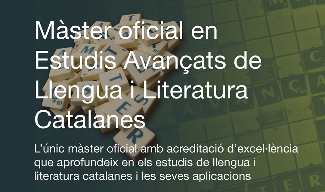 Ja podeu consultar la programació i el professorat per al curs 2020-2021 del Màster Oficial Estudis Avançats de Llengua i Literatura Catalanes <a href="/filcatUB/">FilCat UB</a>⁩ i ⁦<a href="/UABFilcat/">Filcat UAB</a>
⁩scur.cat/533A9D

De moment, classes presencials!

Tota la informació a: scur.cat/533A9D