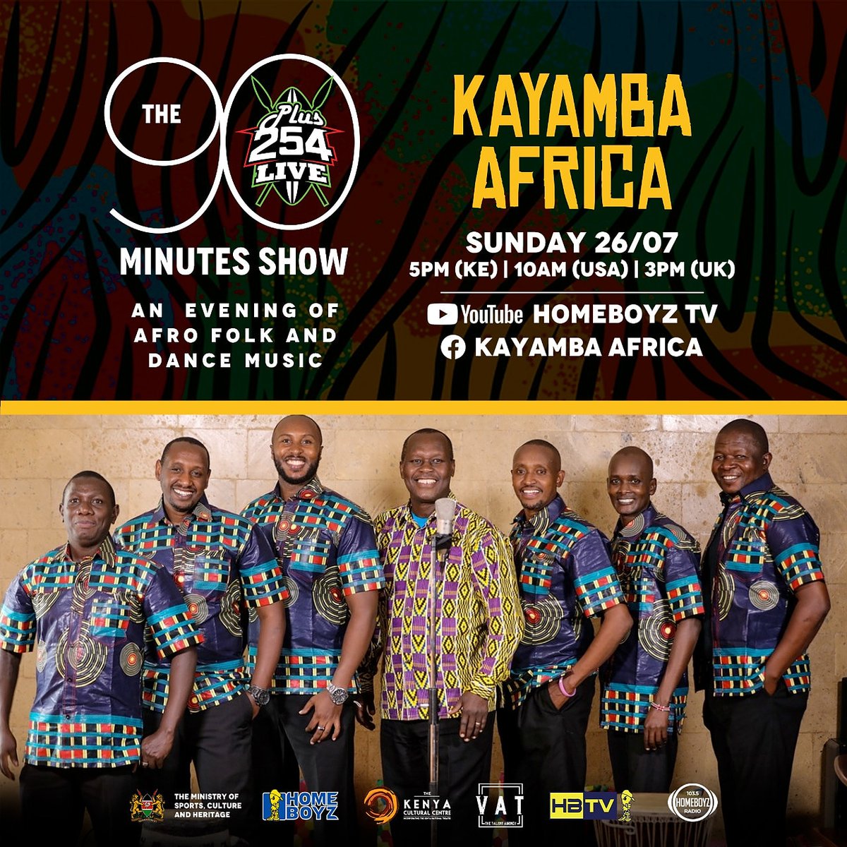 plus254live's tweet photo. Get ready for an evening of Afro folk and Dance Music with the legends, @KayambaAfrica, this Sunday on Homeboyz Tv YouTube channel starting 5pm! 
Don't miss the 90 minutes show
#carolinemutoko #bbnajia2020 #COVID19 https://t.co/ofWQoX1wN2