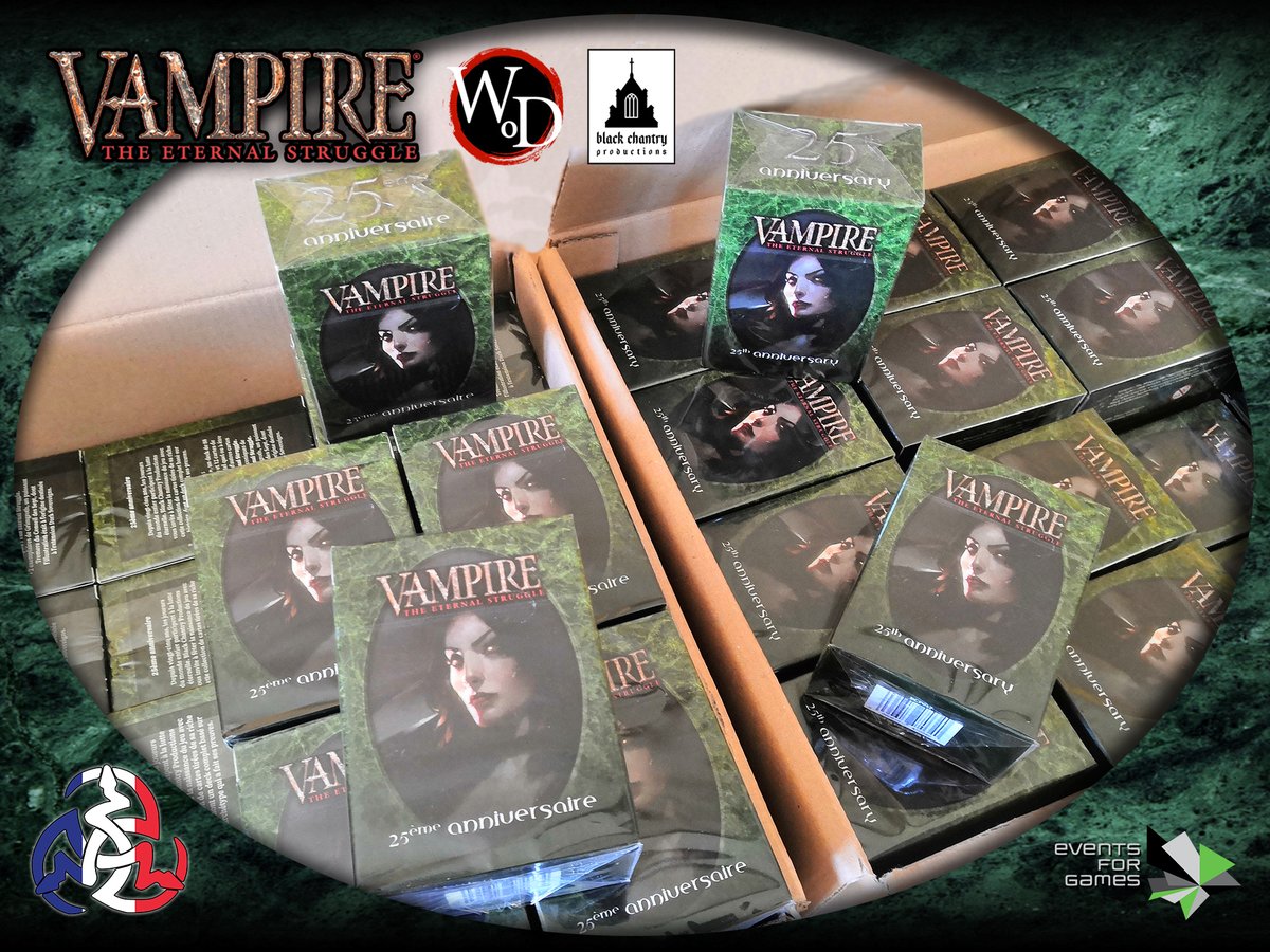 C'est le début du "règne de Stanislava" ! #Gangrel

Le deck du 25ème anniversaire de #VTES maintenant disponible en VO mais aussi pour la première fois dans sa version française !

+ d'infos : bit.ly/3eUiXig

#vampires #vamily #worldofdarkness