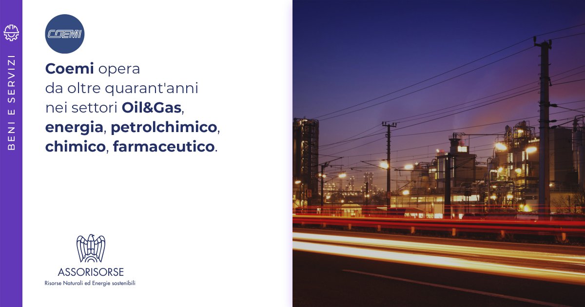 Assorisorse's tweet photo. #AssociatodellaSettimana: @coemicompany è specializzata in progettazione, montaggio, manutenzione e global service di:
Impianti elettrici e di strumentazione
Sistemi di automazione, trasmissione dati e analisi di processo
Costruzione componenti di ricambio
https://t.co/PDfffJcJqr https://t.co/L1kzQATYX6