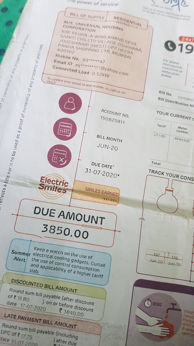 After paying a bill of 2605 for the month of march,april,may,a bill was resent and readded to june bill,2400+1450 =3850 ( stating meter reading was not done) so for 204 units u sent a bill of 1740rupees for 1RK SRA flat ?? I need a disconnection <a href="/Adani_Elec_Mum/">Adani Electricity</a> <a href="/gautam_adani/">Gautam Adani</a>