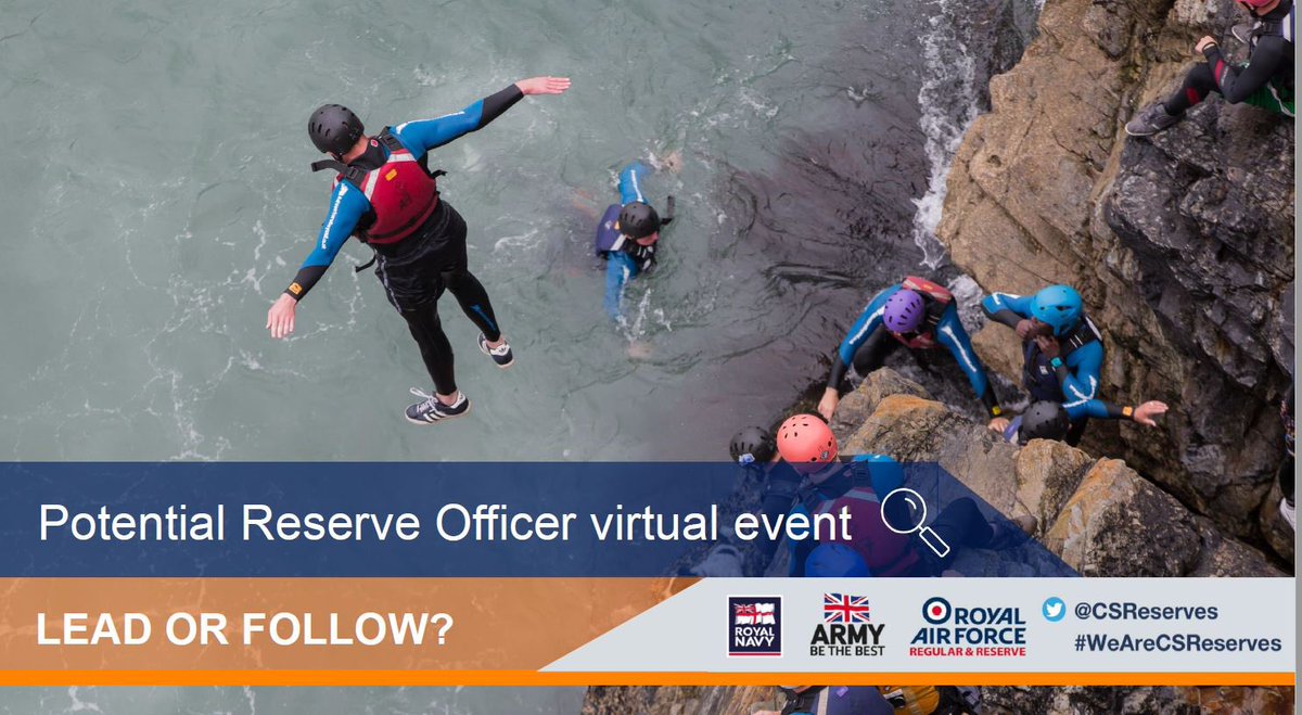 CSReserves's tweet photo. Lead or Follow..? 200 + civil servants from 21 departments will attend the virtual Potential Reserve Officer webinar today. @CivilServiceCPO @DefencePeople #professionaldevelopment #leadership #CSReserves https://t.co/Dfnv95QaNt