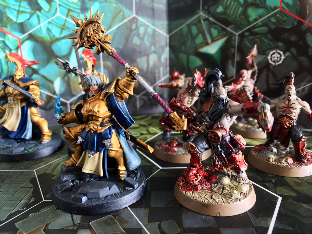 maoriwargamer's tweet photo. Averon Stormsire rallies his Cursebreakers against Garrak Gorebeard and his bloodthirsty Reavers.

Get hype for the #warhammerunderworlds Battle League coming out this Friday!

#shadespire #nightvault #tabletopgames #warhammer #beastgrave https://t.co/GijIBLV0AU
