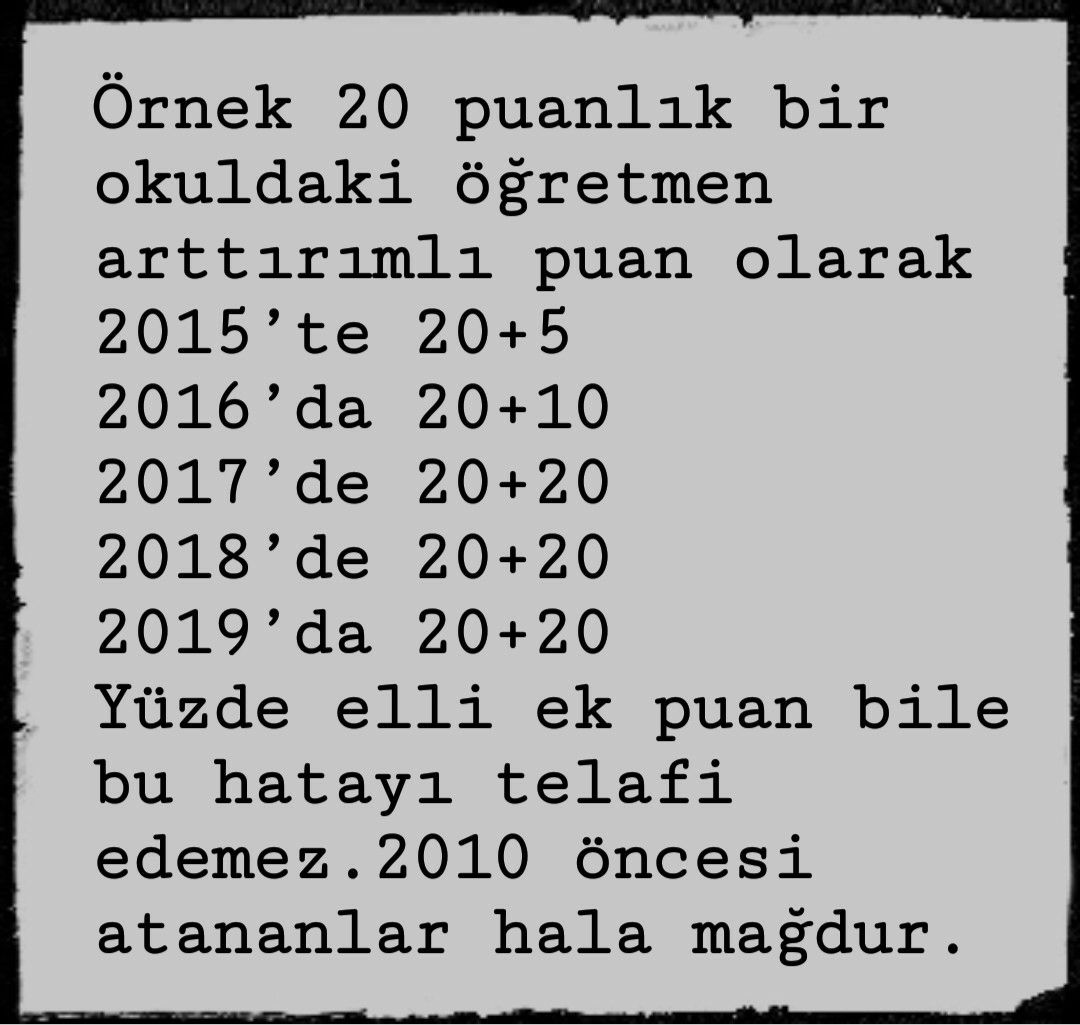 <a href="/mebailesi2023/">MEB Ailesi</a> <a href="/omerinan06/">Ömer İNAN</a> #2010ÖncesiÖğretmenlerGeçmişPuanlarınıİstiyor
Adaletsizlik çözülmüş değildir. 2015-2020 arası geriye dönük puanların verilmesi şarttır. Kazanılmış emsal davalar vardır. Devlete külfet, bize zaman kaybıdır. Yazıktır günahtır.
<a href="/ziyaselcuk/">Ziya Selçuk</a> @burakercan86 <a href="/omerinan06/">Ömer İNAN</a> <a href="/adnanboyaci/">Adnan BOYACI</a>