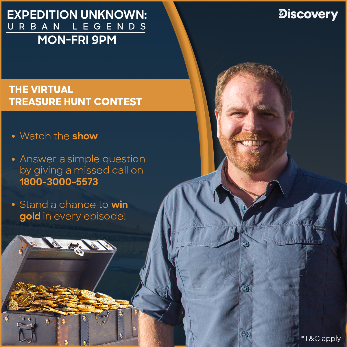 DiscoveryIN's tweet photo. The search for gold continues. Explore your chances and join the Virtual Treasure Hunt Contest. Watch the show Mon-Fri at 9 PM and follow the steps above to claim your fortune.
#ExpeditionUnknown #VirtualTreasureHuntContest https://t.co/EBnklMhLBA