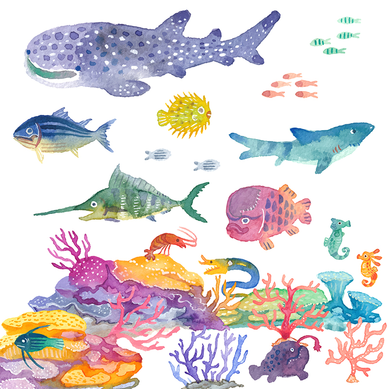 טוויטר こまちみゆた בטוויטר 魚とさっき描いたサンゴを合わせてこうじゃ 素材が増えてくると組み合わせがたのしいな ストック イラスト 水彩 T Co Ucrfgxwueh