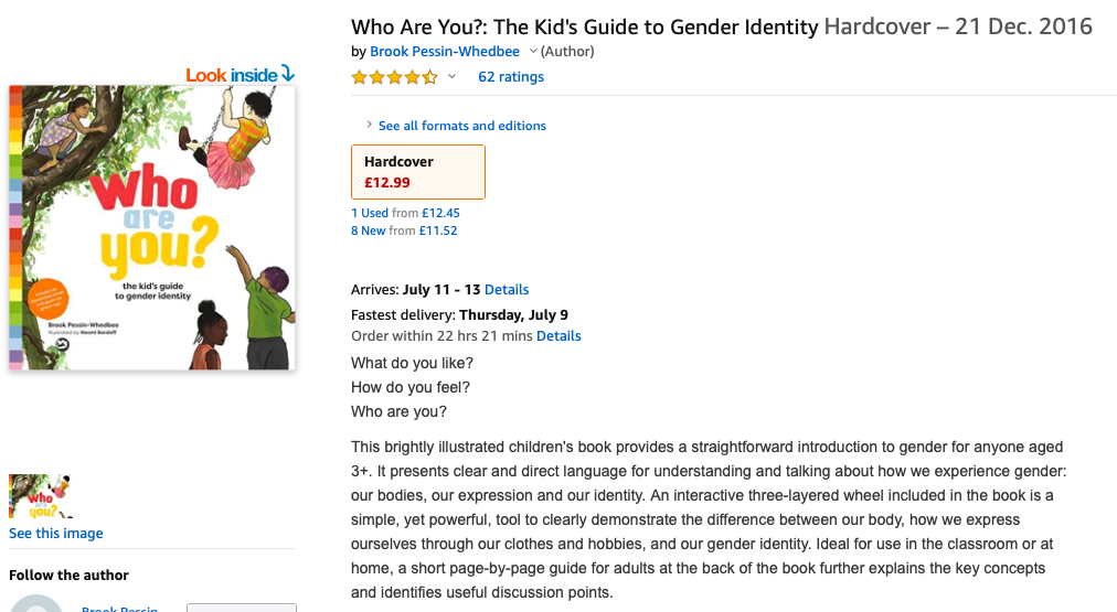 Josh also recommended ‘I am Jazz’ by Jazz Jennings who had chronicled ‘her’ entire transition. Then a very young child wanted to talk about ‘Who are you?’ and held up something which came with the book (like a disc or a pop up) which was clearly their favourite bit.