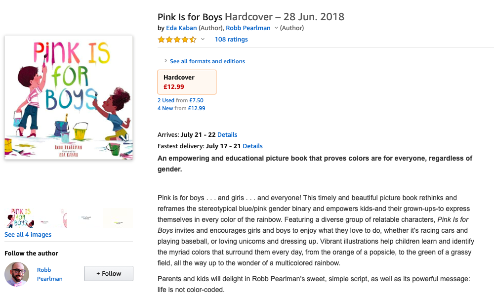 ‘woman can have beards too’. ‘Thank you for bringing [androgynous] up Markie, I’m going to put it in my notes for next time,’ Josh chuckled. Josh made another book recommendation - Pink is for Boys.