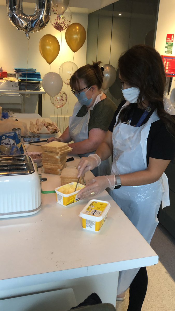 Year6A's tweet image. Afternoon tea production! So grateful everyone is helping out to make the day special for our Year 6s!