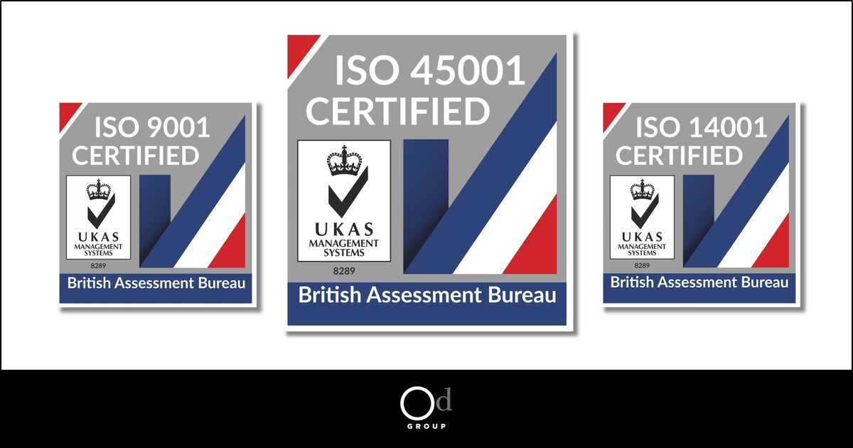 OdGroupLondon's tweet photo. Od Group are delighted to now have their Business Management System certified to ISO45001 as well as maintaining our ISO9001 and ISO14001 certifications. #isocertified #loveconstruction #construction #odgroup https://t.co/2lsh6wRKiz