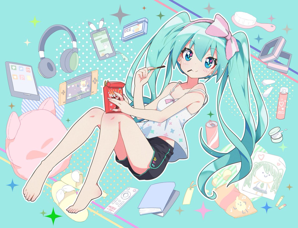 初音ミク「ミクミクミ～～

#初音ミクのイラストだけで興味を持ってくれる方へ届け 」|風船猫のイラスト