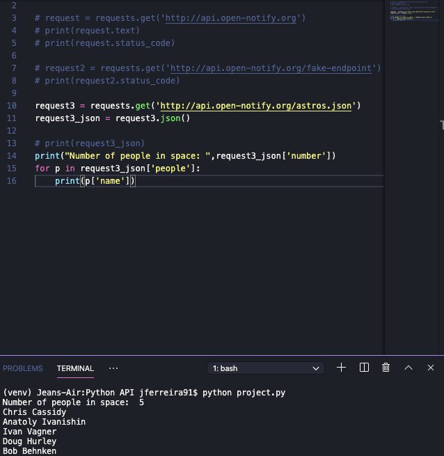 DeveloperJeanpy's tweet image. Last night I was struggling to sleep, so I randomly decided to play with an API for the first time.

I was able to retrieve how many people are in space right now and their names.

Isn’t it amazing?

#coding #python #api #space #nasa