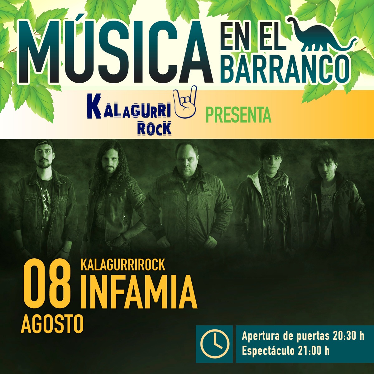Infamia, en representación del festival KalagurriRock, tocará el sábado 8 de agosto en "El Barranco Perdido" de Enciso (La Rioja) con aforo limitado y TODAS LAS MEDIDAS DE SEGURIDAD. 
Apertura de puertas: 20:30
Concierto: 21::00
Entradas YA a la venta en: entradas.barrancoperdido.com/eventos