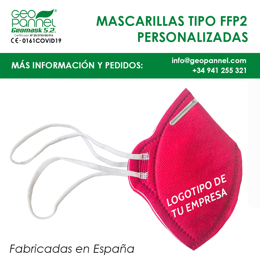 Geopannel's tweet photo. Completa el uniforme/vestuario de tus empleados con mascarillas del tipo FFP2, seguras y homologadas, personalizadas con el logotipo de tu negocio. 😷😷😷

Más información y pedidos en:
☎ +34 941 255 321
📧 info@geopannel.com

#Geopannel #Geomask #mascarillas #Covid19 https://t.co/2CpWBRRf20
