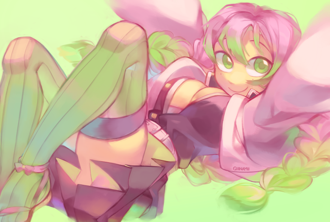 qii ✽さんがTwitterに投稿した甘露寺蜜璃(鬼滅の刃)のイラスト。