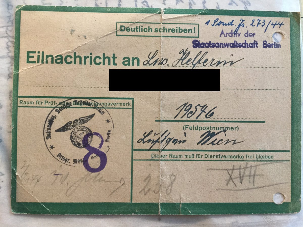 Fascinating update - this Luftwaffe Hauptmann also had a daughter. She trained as an interpreter and ended up serving in Vienna as a 'Luftwaffenhelferin' (female Luftwaffe assistant). I'd not even thought about some Luftwaffenhelferinnen having male relations in the Luftwaffe...  https://twitter.com/SpitfireFilly/status/1285525762540548096