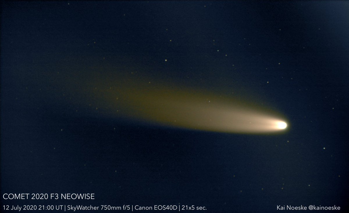 Can we visit  #cometNEOWISE, you wonder?The short answer is: NO. The comet is on an almost parabolic orbit, it was only detected a few months ago, and because it is very fast + relatively far away, we cannot build a spacecraft to encounter it in time. @kainoeske, 12 July 2020