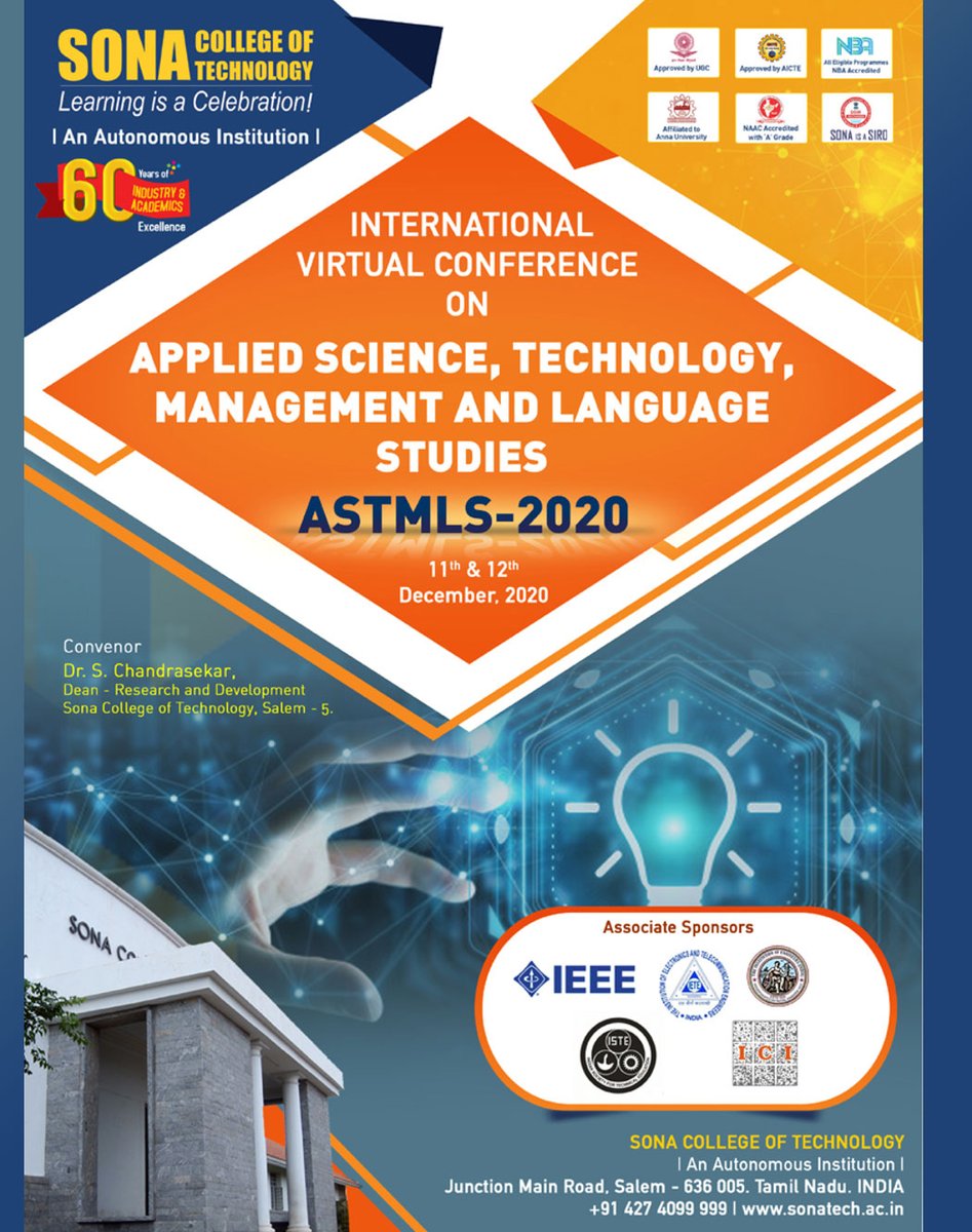 SonaResearch's tweet photo. ASTMLS 2020 - International Virtual #Conference on #Appliedscience, #Technology, #Management and #Language studies (11th &amp; 12th Dec 2020)
https://t.co/Iobrld21Eu
#internationalconference #sonaresearch #conference #journal #journalpaper #scopus #publication #webofscience #sona https://t.co/kV3foNbdd2