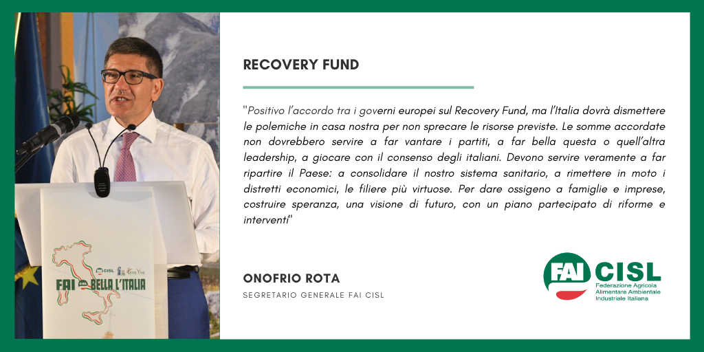 fai_cisl's tweet photo. #Lavoro #Europa #RecoveryFund, @OnofrioRota: "L'Italia dovrà dismettere le polemiche per non sprecare le risorse previste, che non dovrebbero servire a far vantare i partiti, a giocare con il consenso degli italiani, ma a far ripartire veramente il Paese" https://t.co/V2MkL0l8Sy