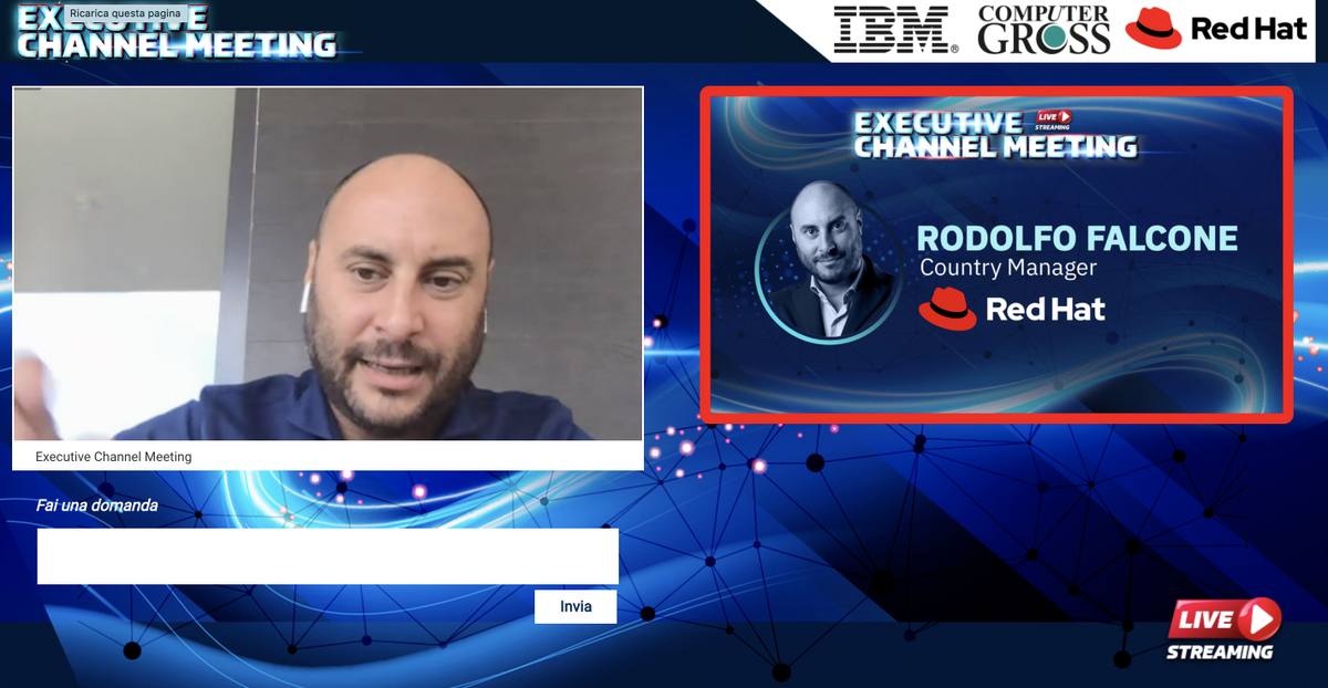 Red Hat Italy (@redhatitaly) on Twitter photo Rodolfo Falcone, Country Manager di Red Hat Italia, parla delle nuove opportunità nate dall'alleanza con <a href="/IBMItalia/">IBM Italia</a> e <a href="/ComputerGross/">Computer Gross</a> durante l'#ExecutiveChannelMeeting #HybridCloud <a href="/franzrusso/">Franz Russo</a> @NicBoldrini <a href="/MarcoLorux/">Marco Maria Lorusso</a> Rodolfo Falcone, Country Manager di Red Hat Italia, parla delle nuove opportunità nate dall'alleanza con <a href="/IBMItalia/">IBM Italia</a> e <a href="/ComputerGross/">Computer Gross</a> durante l'#ExecutiveChannelMeeting #HybridCloud <a href="/franzrusso/">Franz Russo</a> @NicBoldrini <a href="/MarcoLorux/">Marco Maria Lorusso</a>