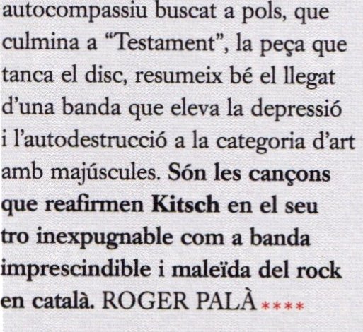 Kitsch_oficial's tweet photo. Kitsch 10: el darrer gran disc del rock cantat en català. Insuperable!
#kitsch #kitsch10 #2008 #enderrock151 #rogerpalà https://t.co/DdAJ78DaYb