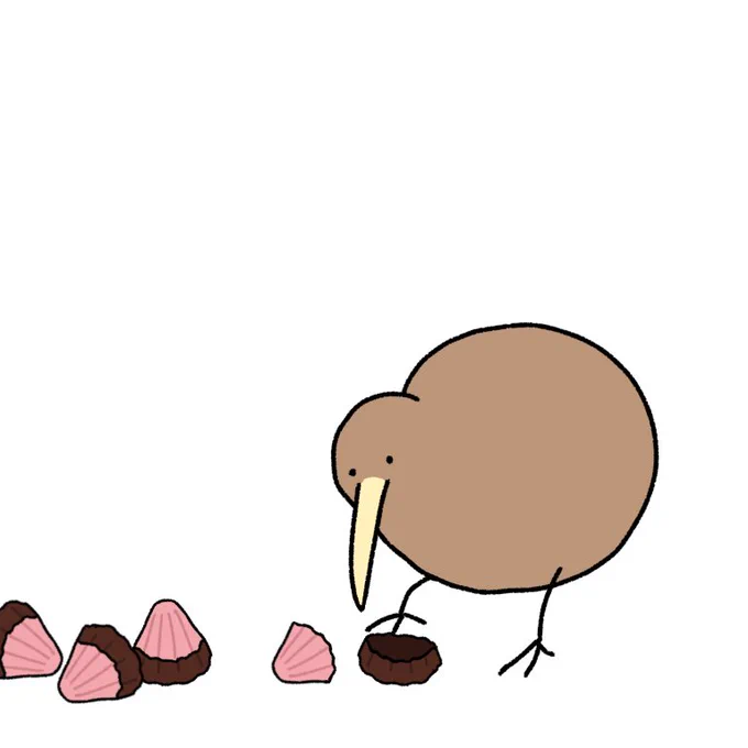 アポロチョコを分解するキーウィ 