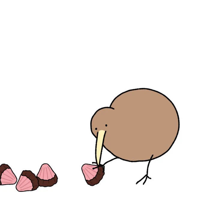 アポロチョコを分解するキーウィ 