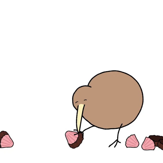 アポロチョコを分解するキーウィ 