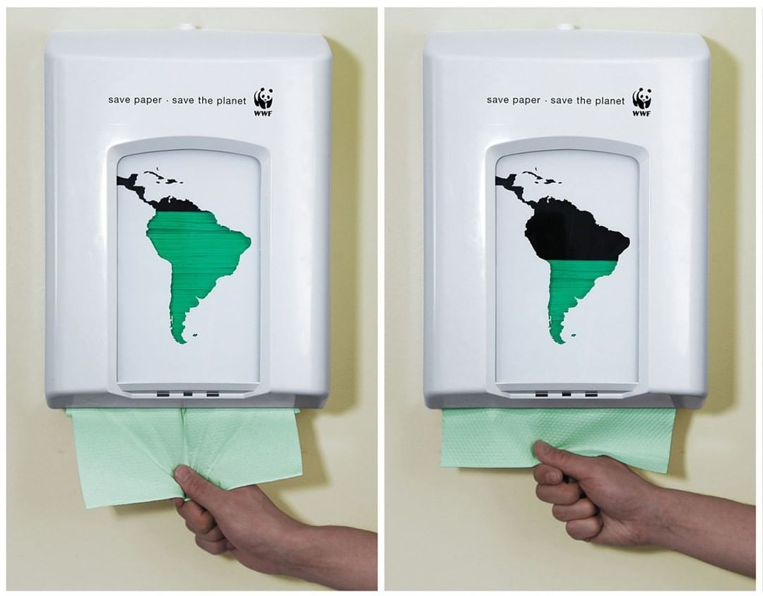 culturepub's tweet photo. Une idée géniale pour sensibiliser à la déforestation en Amazonie : "économisez le papier, sauvez la planète." 🌎 @wwsaatchi pour @WWF (2007). #BestOfCPub https://t.co/gEonjfYQA4