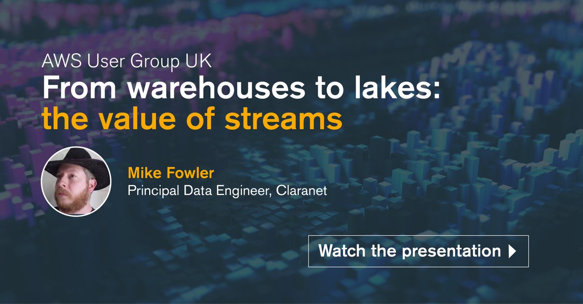 Claranet's tweet photo. It’s said that data is the new oil. In this 30-minute video presentation @mlfowler_, Principal Data Engineer at @Claranet, looks at how we can start using data in real-time and for future decision making: https://t.co/oyElrKapCu

#Cloud #CloudComputing #AWSUGUK https://t.co/k6EryGRrcs