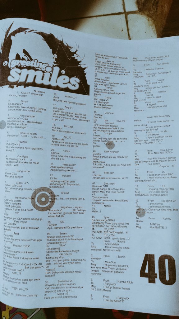 wsguntoro's tweet photo. Sigmagazine sekarang masih ada greeting smiles macam ini gak ya 😄

Coba temukan dirimu di sini 😁 https://t.co/05hHssI3Vw