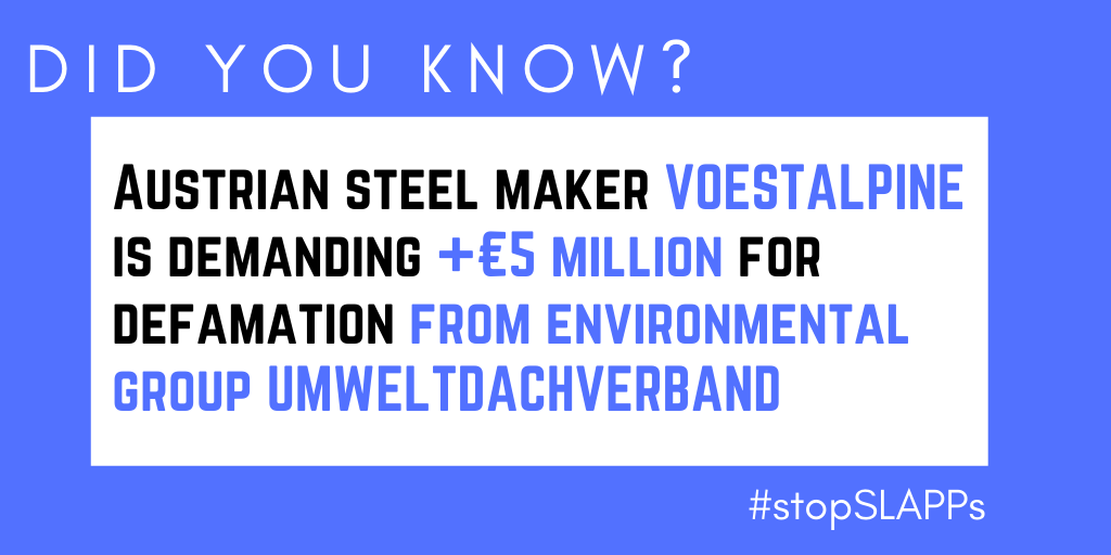 And the EU must put people over profit by forcefully defending our fundamental right to free speech. It must end the practice of frivolous lawsuits against those revealing corporate abuses. #StopSLAPPs  #FundamentalRights  #Democracy  https://www.derstandard.at/story/1392685628419/voestalpine-verklagt-umweltschuetzer-wegen-kritik-auf-fuenf-millionen-euro