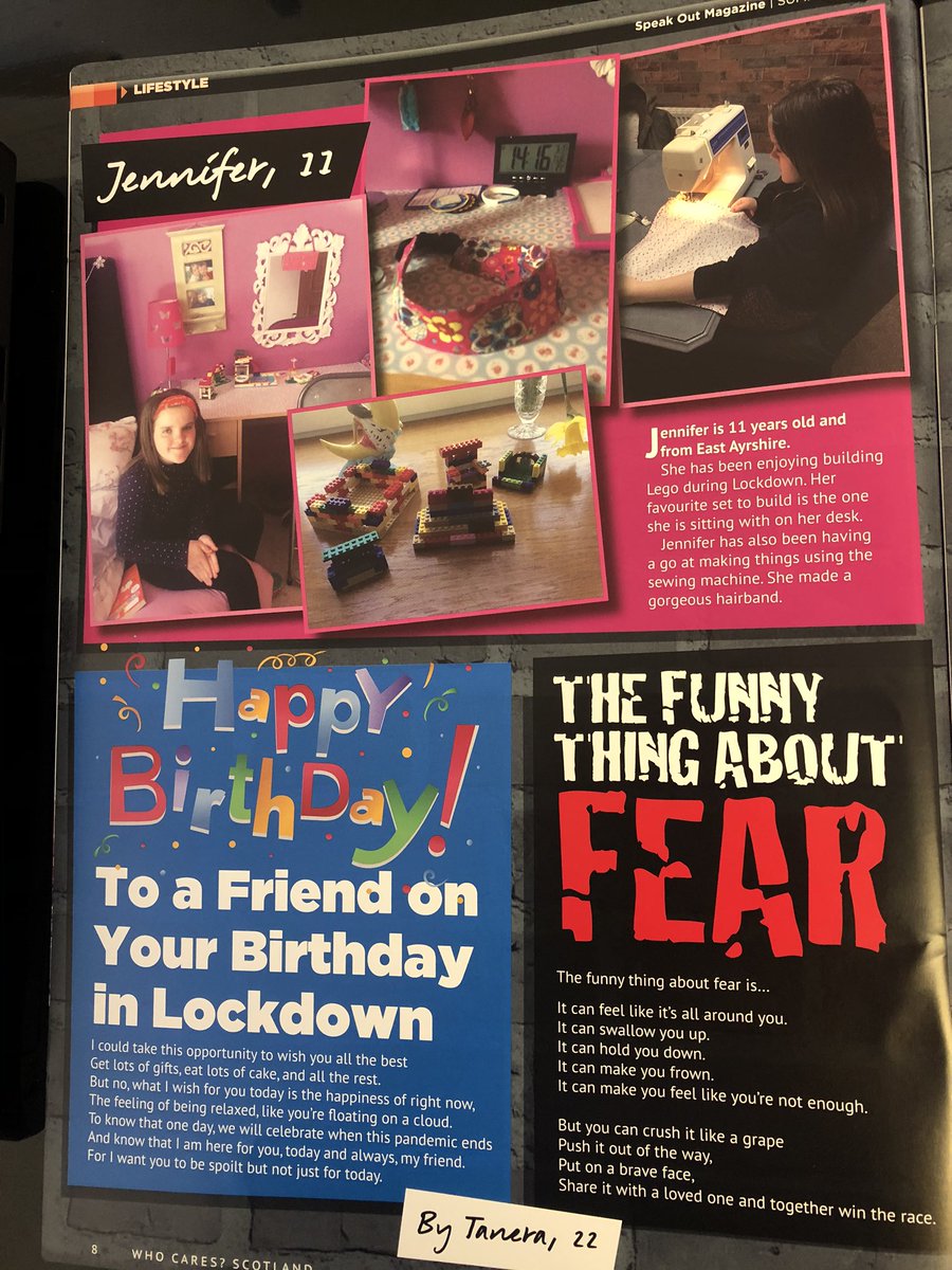 The latest Speak Out Mag is out now!! Awesome effort everyone and check out the lovely work from Aberdeen young people ❤️❤️. If you didn’t get yours you may need to update your membership info on the Who Cares webpage, or call Peter for help👍👍<a href="/whocaresscot/">Who Cares? Scotland</a> <a href="/LifeChangesTrst/">Life Changes Trust</a>