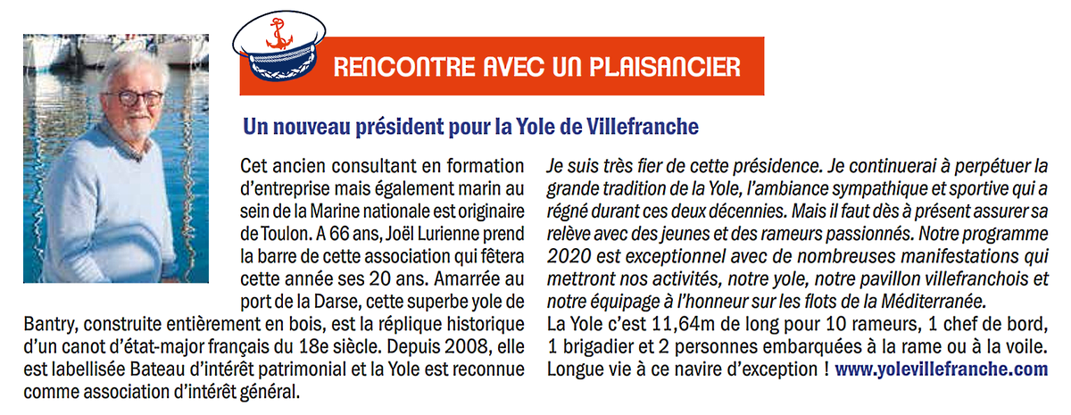 yolevlf's tweet photo. La #YoleDeBantry de villefranche dans "Horizons Maritimes", le bulletin d'information de la #Darse de #VillefrancheSurMer https://t.co/m3okhBl0Ry