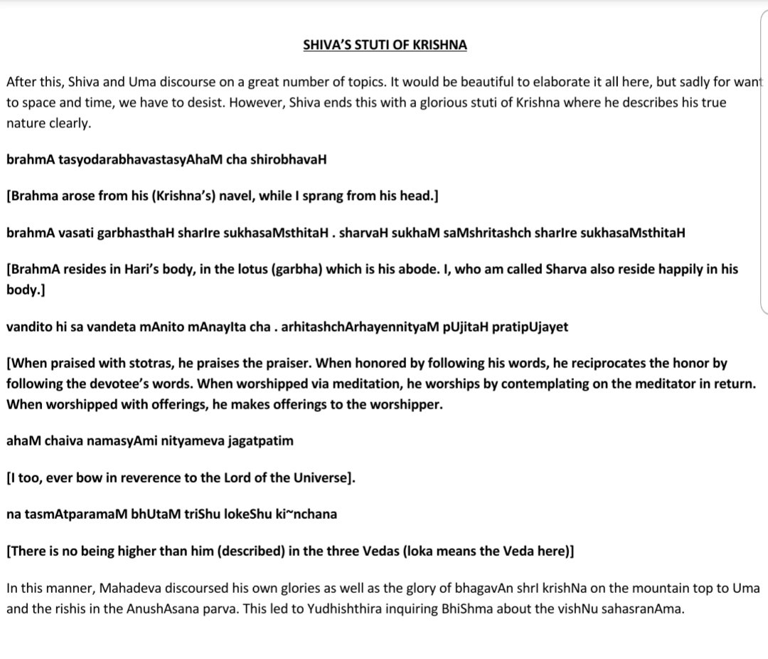 And finally, after discoursing on other topics related to sAmAnya dharmAs, Shiva worships Krishna. Some choice shlokas here+ #Mahabharata  #Hinduism