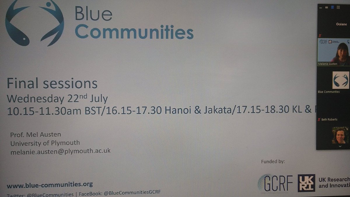 Oceane_Umi's tweet photo. #BlueComms2020 final sessions.
@Mel_Austen is drawing possible next steps, including a @BlueCommunities webinar to share findings. A key point is to make sure that blue com is more than the sum of the different projects and capitalize on the many findings to get a bigger picture https://t.co/0PM5YfNOWA
