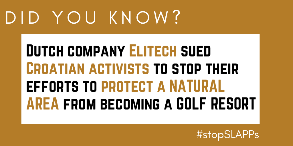 NGOs shouldn't have to worry about their existence when exposing environmental destructionToo often they are sued into silenceWe don't even hear about most cases because for many the risks are too high #StopSLAPPs  #FundamentalRights https://www.foeeurope.org/golf-lawsuit-threatens-shutdown-foe-croatia-120218