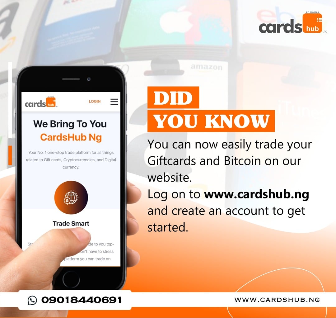 cardshub_ng's tweet photo. Now you know. Trade the CardsHub Way!
Trade with Lawson on our website or via WhatsApp on +23490-1844-0691
#Cardshub
#EasyTrade
#GiftcardTrade
#BitcoinTrade
#cryptocurrency
#Bitcoin https://t.co/AbH1b9daBJ
