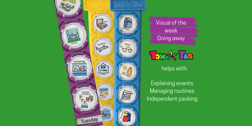 OrkidIdeas's tweet photo. Going away? Reduce anxieties about trips away from home with #TomTag visual supports.Create packing checklists, daily #schedules and #routines to help prepare, explain and reassure with the TomTag Going away kit #autism #firsttmaster #parentingtips https://t.co/imqM6G4dRX
