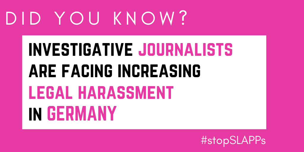 Exposing wrongdoing is an essential service in democracies. Journalists and others shouldn't be worried about hefty fines and drawn-out legal battles for doing their jobs.  #StopSLAPPs  #FundamentalRights  #Democracy https://europeanjournalists.org/blog/2019/08/12/germany-lawyers-attempts-to-influence-reporting-are-increasing/