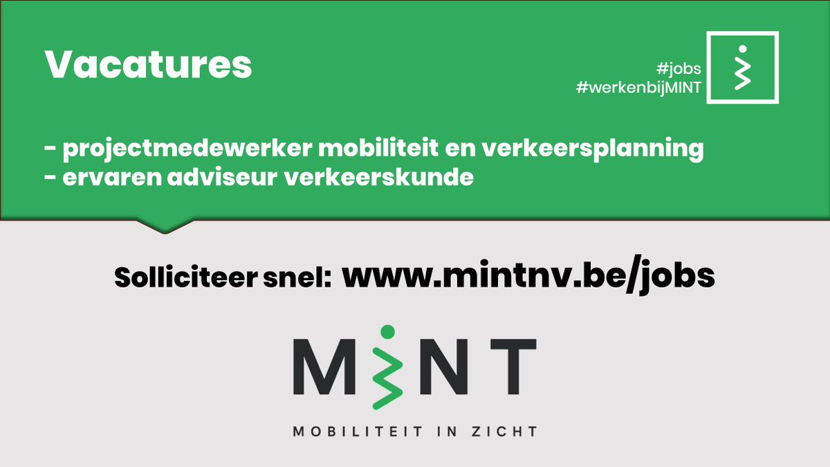 Wil je graag actief meewerken aan de mobiliteit van morgen? Dan één van deze vacatures ongetwijfeld iets voor jou! #mobiliteit #jobsBE #werkineigenstreek bit.ly/39u5dcZ