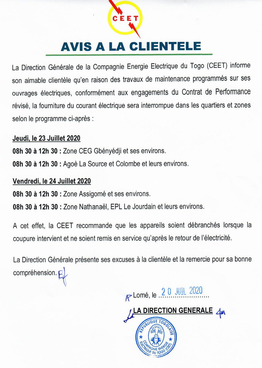 Avis à la clientèle. #CEET #Energie #Tginfo