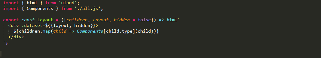 We have a functional component #uland <a href="/WebReflection/">Andrea Giammarchi 🍥</a> Layout. We want to extend it by adding separators between elements and spacing Stack component. Solution.