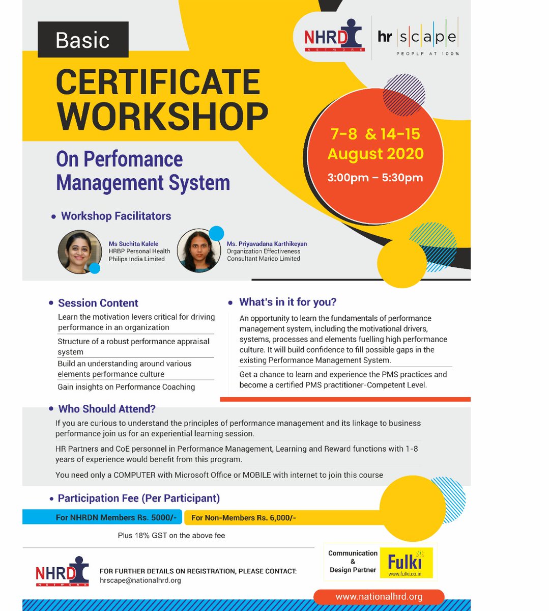NHRDN's tweet photo. NHRDN HR SCAPE Basic Certificate Workshop on Performance Management System on 7-8 & 14-15 August 2020 at 3pm to 5.30pm
Register Now: https://t.co/EwYT8eOJzP https://t.co/UrUMpgi5QB