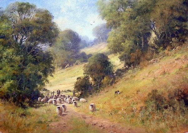 HWarlow's tweet image. ‘By the River Aln, Northumberland’ by Northumbrian painter Joe Hush .  He also paints with the same beauty the English Lake District .   Traditional looking painting though contemporary.