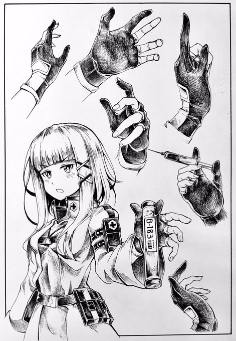 #絵描きさんと繫がりたい 
#アナログイラスト

衛生兵ちゃんのお手手 