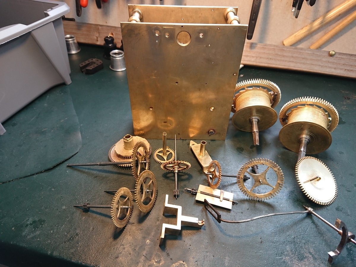 repairs_clock's tweet image. This is a 18th century Grandfather Clock Movement Just Been Cleaned &amp;amp; Ready For Reasemble,