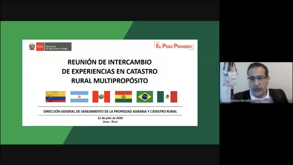 RafoBeltran's tweet photo. Agradecido con la Dra. Helen Figueroa Villarreal, Directora General de la #DIGESPACR, #MINAGRI, #Perú por haberme invitado a participar como #Moderador de la “REUNIÓN DE INTERCAMBIO DE EXPERIENCIAS EN CATASTRO RURAL MULTIPROPÓSITO” https://t.co/GzdzJ1CaCs
